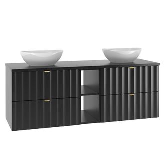 Petits Meubles Mueble lavabo 2 compartimientos estratificado Negro