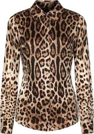 Dolce & Gabbana leopard-print silk shirt - women - Silk - 36 - Brown