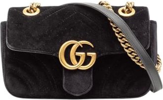 Gucci Pre-owned Shoulder Bags, female, Black, Size: ONE SIZE Pre-owned Velvet Shoulder Bag
