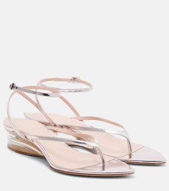 Alaia Invisible leather wedge thong sandals