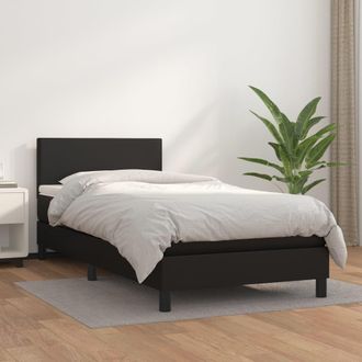 vidaXL Cama Box Spring Con Colch&oacute;n Cuero Sint&eacute;tico Negro 90x190 Cm Vidaxl