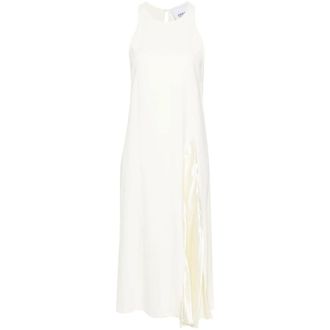 Erika Cavallini Semi Couture Midi Jurk met Stretch Design - Dames - Casual kleedjes - Wit - L - Kleedjes