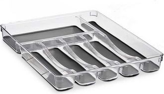 Bigbuy Kinvara Organizador De Cajones Gris Transparente Con Seis Compartimentos