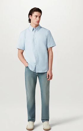 Belstaff Mens Street Short Sleeve Shirt in Light Blue Cotton - Size X-Large