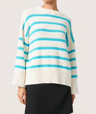 Soaked In Luxury Ravalina Stripes Casual Fit Pullover In White