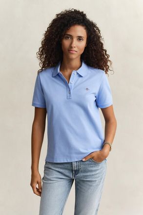 GANT Poloshirt GANT REGULAR SHIELD, Damen, Gr. XXL, palace blau, Single Jersey, Obermaterial: 100% Baumwolle, unifarben, regular fit normal, Rundhals, eing