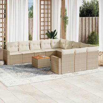 vidaXL Set De Sof&aacute;s De Jard&iacute;n 12 Pzas Y Cojines Rat&aacute;n Sint&eacute;tico Marr&oacute;n Vidaxl