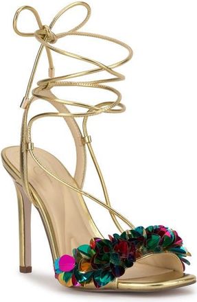 Jessica Simpson Oveny Ankle Wrap Sandal in Gold at Nordstrom, Size 8.5