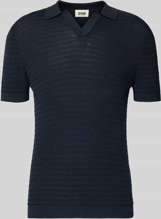 Drykorn Drykorn Slim Fit Strick-Poloshirt mit Strukturmuster Modell BRAIAN in Dunkelblau, Gr&ouml;&szlig;e XXL