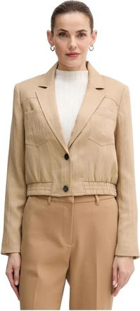 DKNY Geweven Jas - Dames - Blazers - Beige - L - Leer - Jassen