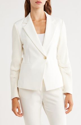 Derek Lam Flora Mixed Media Blazer in Soft White at Nordstrom Rack, Size 12
