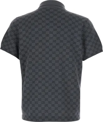 Gucci Mens Polo Shirt Wool-Silk Grey Wool And Silk T-Shirts Polos