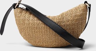 Simons Womens Braided straw rounded crossbody bag