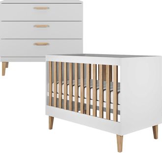 OEM Cuna 60x120 Y C&oacute;moda Kocot Kids Kubi - Blanco