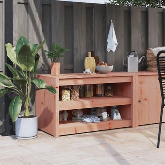 Berkfield Home Outdoor Kitchen Cabinet 106x55x64 cm Solid Wood Douglas in Brown | Size: 106 x 55 x 64 cm