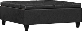 Simpli Home Harrison 40In Transitional Square Large Coffee Table Storage Ottoman