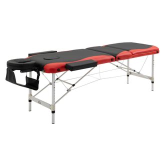 OEM Camilla De Masaje Plegable Y Port&aacute;til 215x81x61-84 Cm Mesa Ajustable En Altura Con Reposacabezas Y Apoyabrazos Para Tatuaje Fisioterapia Negro Y Rojo
