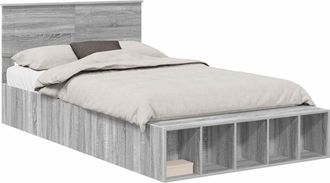 vidaXL Estructura De Cama Con Estante Manual Gris Sonoma 120 X 190 Cm Vidaxl