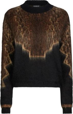 Dondup Maglia girocollo regular in lana mohair maculato - Dames - Ronde hals truien - Veelkleurig - M - Truien & Vesten
