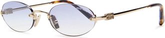Miu Miu Rimless Oval-frame Sunglasses - Blue - One Size