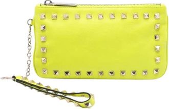 Valentino Pre-owned Clutches, female, Yellow, Size: ONE SIZE Pre-owned Leather Pouch