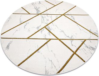 RugsX Rugsx - Alfombra Emerald Exclusivo 1012 Circulo - Glamour, Elegante M&aacute;rmol, Geom&eacute;trico Crema / Oro Beige Circulo 120 Cm