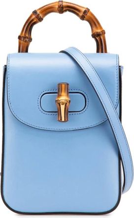 Gucci Pre-owned Cross Body Bags, female, Blue, Size: ONE SIZE Pre-owned Bamboo 1947 Small Shoulder Bag