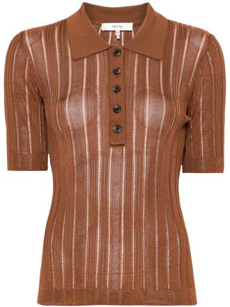 Frame Denim Gelaagd geribbeld poloshirt - Bruin