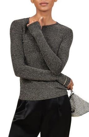 Reiss Seraphina Long Sleeve Top in Silver at Nordstrom Rack, Size X-Small