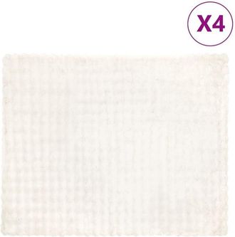 vidaXL Faux Rabbit Fur Blanket 4 pcs White 130 x 150 cm Polyester vidaXL