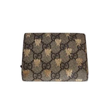 Gucci Pre-owned Wallets, female, Beige, Size: ONE SIZE Pre-owned GG Supreme Bee Compact Wallet