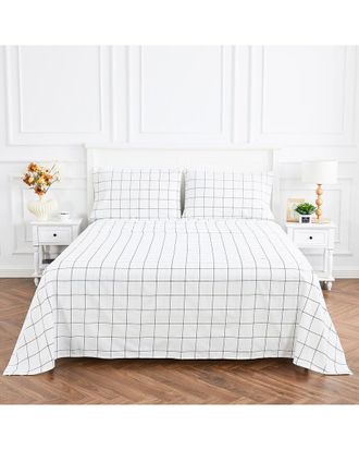 Melange Home M&eacute;lange Home Grid Percale Cotton Sheet Set