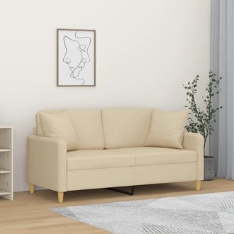 vidaXL Sof&aacute; De 2 Plazas Con Cojines Tela Color Crema 140 Cm Vidaxl