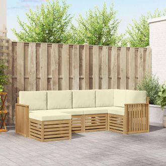 vidaXL Vidaxl Set Di Divani Da Esterno 6 Pz Bianco E Crema Poliestere