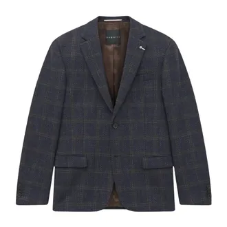 Bugatti Klassieke Blazer met Ruitpatroon - Heren - Pakken - Blauw - Maat: 3XL Zijde