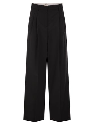 Max Mara Weekend Maxmara Wkdovvio broek van pure scheerwol met wijde pijpen