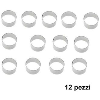 Trade Shop Trade Shop - Set 12 Pezzi Forme Stampi Per Dolci Torte Biscotti Rotonde Inox 8x4cm Pasticceri