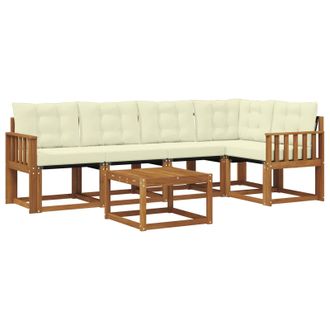 vidaXL Conjunto De Sof&aacute;s De Exterior Con Coj&iacute;n 6 Pcs Natural Y Crema Vidaxl