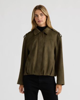 NVLT Womens Bomber Jacket with Hem Pleats