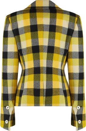 Vivienne Westwood Womens Georgia Wool Jacket With Check Pattern Yellow Blazers