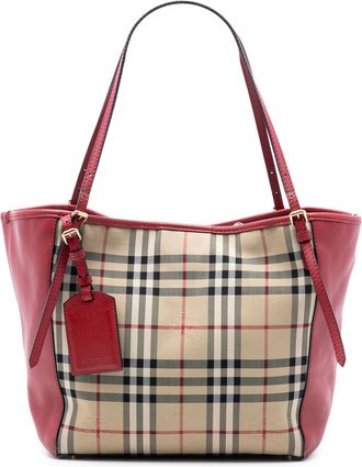 Burberry Pre-owned Womens Small Haymarket Check Canvas And Leather Canterbury Tote - Ivory Textile - One Size
