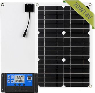 OEM Energ&iacute;a Solar, Panel Solar De 20 W Y 12 V, Doble Usb, C&eacute;lula Solar Monocristalina, Uso En Exteriores Para Veh&iacute;culos