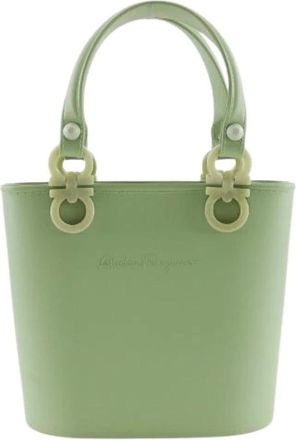 Ferragamo Pre-owned Gancini Rubber Handbag - Dames - Vintage Tas - Groen - ONE Size - Vintage