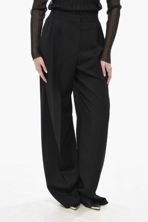 Alexander McQueen Pantaloni Palazzo a 2 Pinces in Lana Alexander McQueen
