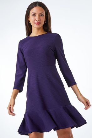 Roman Textured Frill Hem Dress