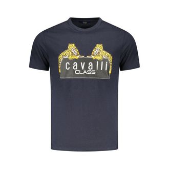 Cavalli Blauwe Katoenen Heren T-Shirt
