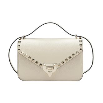 Valentino Garavani Rockstud Small Shoulder Bag - Dames - Tassen - Beige - Maat: ONE Size Leer