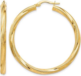 Diamond2Deal 10K Yellow Gold Twisted Round Hoop Earrings