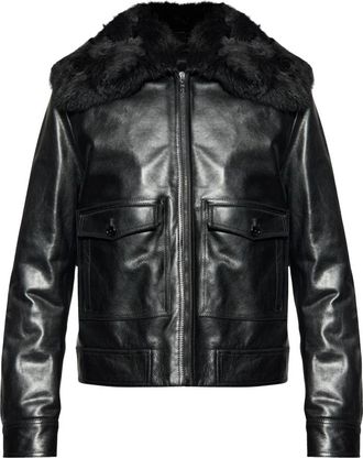 Dolce & Gabbana Leren jas met een kraag van bont - Heren - Leren en Su&egrave;de Jassen - Zwart - XL - Leer - Jassen