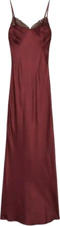 Twin-Set Maxi Satin Dress With Lace Trim